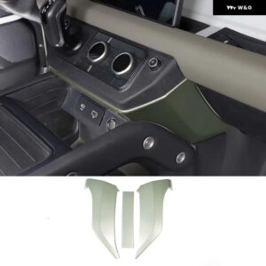 ランドローバー センターコンソール膝サイドパネル 衝撃トリムカバー ステッカー キット ABS マットブラック ディフェンダー 2020-2023 - Green