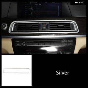 BMW カー スタイリング センターコンソール 空調ベントフレーム 装飾 カバー トリム 7シリーズ F01 F02 2009-2014 インテリア - Silver