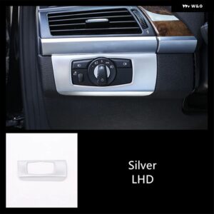 BMW ヘッドライト スイッチ パネル 装飾 カバー トリム ABS X5 E70 X6 E71 2008-2014 LHD カー スタイリング インテリア アクセサリー - Silver