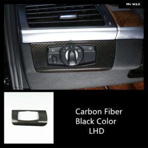BMW ヘッドライト スイッチ パネル 装飾 カバー トリム ABS X5 E70 X6 E71 2008-2014 LHD カー スタイリング インテリア アクセサリー - Carbon fiber color