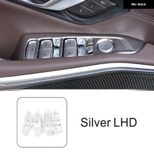 BMW カー スタイリング 窓ガラス昇降ボタン フレーム 装飾 カバー トリム 3シリーズ G20 2020-2022 LHD インテリア アクセサリー - Silver