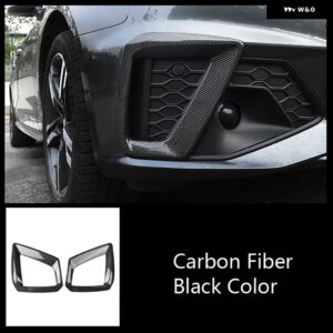 アウディ カー スタイリング フロントバンパー フォグランプフレーム 装飾 カバー トリム A4 B9 2020 2021 自動車外装アクセサリー - Carbon fiber color