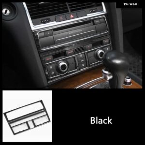 アウディ 中央コンソール AC 空調フレーム CD パネル 装飾 カバー ステッカー トリム Q7 2008-2015 インテリア アクセサリー - black