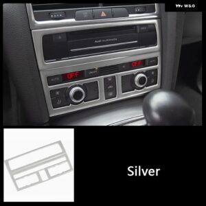 アウディ 中央コンソール AC 空調フレーム CD パネル 装飾 カバー ステッカー トリム Q7 2008-2015 インテリア アクセサリー - Silver