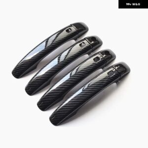 アウディ 車外装ドアハンドルフレーム カバー トリム ABS A4 B8 Q3 Q5 カーボンカラー ドアボウルスパンコール 装飾 デカール - 8 pieces