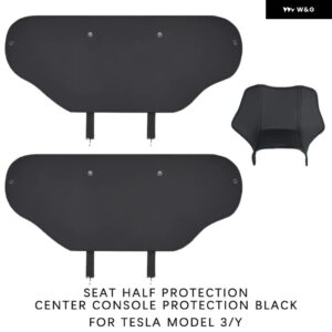 テスラ モデル3 Y レザーシートバックキックプロテクターキックマットセンターコンソール パッド キックマットリアプロテクター - Black 3Pcs For Y 3