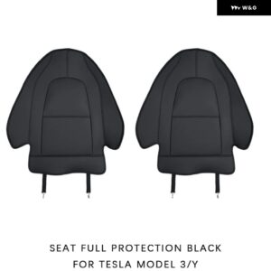 テスラ モデル3 Y レザーシートバックキックプロテクターキックマットセンターコンソール パッド キックマットリアプロテクター - Black 2Pcs For 3 Y