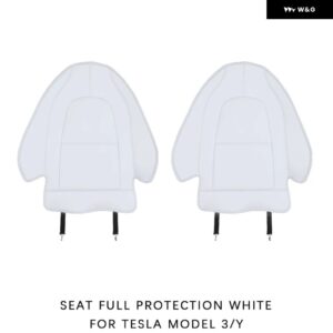 テスラ モデル3 Y レザーシートバックキックプロテクターキックマットセンターコンソール パッド キックマットリアプロテクター - White 2Pcs For 3 Y