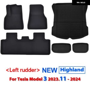 テスラ フロアマット トランク マット モデル3 Y 2024 2017 左右駆動 RHD LHD 全ウェザー型フロアライナー カーアクセサリー - M3 2024 6PCS