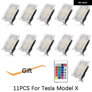 テスラ RGB LED ライト 電球 キット ムードランプ プロジェクター トランク ランプ リモコン インテリア モデルY 3 XS - Colour 11pcs with RC