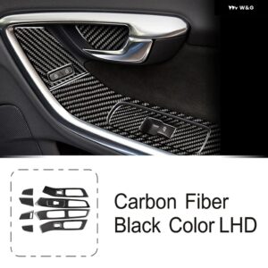 ボルボ センターコンソール パネル 装飾 カーボン S60 V60 2011-2019 LHD カー スタイリング ガラス昇降ボタン カバー トリム - 11 pieces