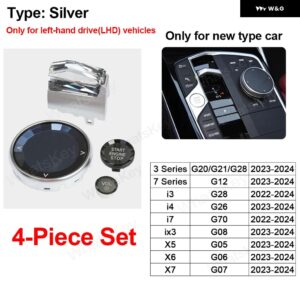 BMW 4個 セットメタルベースクリスタルギアパドルシフター レバー ノブ G20 IX3 G08 G01 X5 G05 X6 G06 X7 G07 G12 G70 2023 2024 - Silver