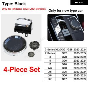 BMW 4個 セットメタルベースクリスタルギアパドルシフター レバー ノブ G20 IX3 G08 G01 X5 G05 X6 G06 X7 G07 G12 G70 2023 2024 - black