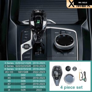 BMW クリスタル ギア シフト ノブキット 同期 アンビエントライト 付き G20 G22 G29 X5 G05 X6 G06 X7 G07 Z4 IX3 X3 G01 G08 ムードランプ - X Mark
