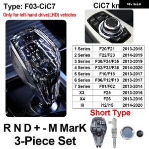 BMW クリスタル ギア シフト ノブ F30 F31 F32 F36 F01 I8 F25 F26 F20 F22 F11 F10 ギア ボックス レバー スティックハンドルアクセサリー - CiC7