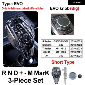 BMW 3ピース クリスタル ギア シフト ノブショートロッド G30 G11 X3 G01 X4 G02 6GT G32 X5 E70 F10 F15 F20 F30 ギアレバー スティックハンドル - EVO