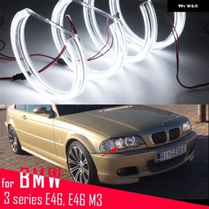 BMW デイライト 6000K ホワイトホースシューシェイプ デイタイム ライト 3シリーズ E46 316I 318I 320D 320I 323I 328I 330I 325XI 330D用 - 131mm x 4pcs