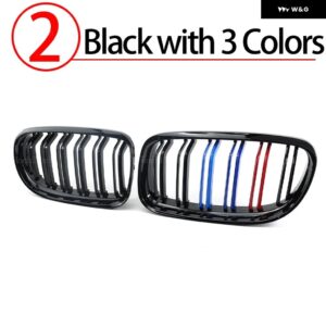 BMW フロント バンパー キドニーグリル 3シリーズ E90 E91 LCI 40148 交換ダブルスラットブラックグリル - 2.Black with 3 color