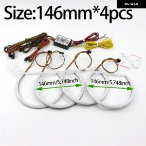 BMW 回転コットン LED エンジェルアイズ リング RGBW マルチカラー APP コントロール ランプ DRL ウインカー 3 5 7シリーズ E46 E39 E38 - 146mmx4pcs