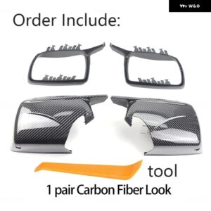 BMW X5 E53 1999-2006 サイドドアバック ミラー サイド ミラー カバー キャップパーツ スタイリング カーボンルックと明黒とツール - 1 pair Carbon look