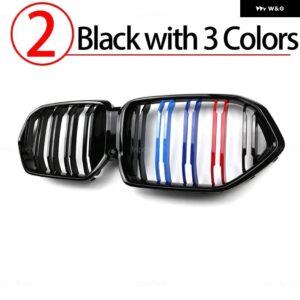 BMW M カラー/グロスブラックグリル フロントキドニー 2 ラインダブルスラット X6 G06 2020-23 - 2.Black　with　3　Color