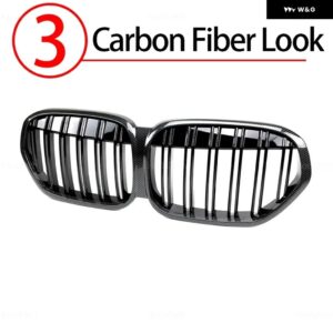 BMW フロントキドニーグリル マットグロスブラック X1 F48 F49 LCI 2020-23 カーアクセサリー交換レーシング バンパー - 3.Carbon　fiber　look