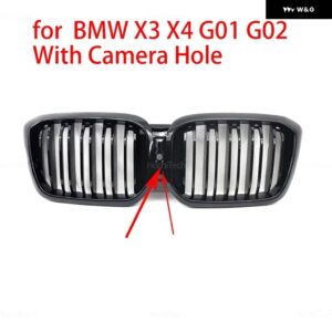 BMW フロントフードグリル レーシング バンパー グリル 外装 部品 X3 X4 G01 G02 2022-2023 ABS カスタム 部品アクセサリー - with　Camera　Hole