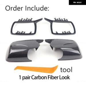 BMW X3 X 3 E83 2003-2010 バック ミラー 明ブラックカーボンサイド ミラー カバー キャップパーツ スタイリング ツール付き - 1　pair　Carbon　look
