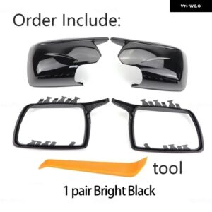 BMW X3 X 3 E83 2003-2010 バック ミラー 明ブラックカーボンサイド ミラー カバー キャップパーツ スタイリング ツール付き - 1　pair　black