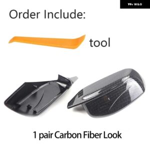 BMW M ルックカーボンパターン ブラックサイド ミラー カバー キャップ 5シリーズ E60 E61 E63 E64 2004-2008 520I 525I 528I 528XI 530I - Carbon　Fiber　Look