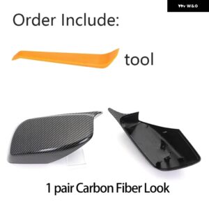 BMW 2個カーボンパターン ブラックサイド ミラー カバー交換 5シリーズ E60 E61 E63 E64 2004-08 520I 525I 528I 528XI 530I - Carbon Fiber Look