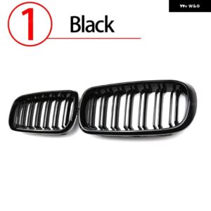 BMW 1ペア 黒フロント バンパー ダブル 2 スラットキドニーグリル X5 F15 X6 F16 X5M F85 X6M F86 カーアクセサリー - 1.　Black