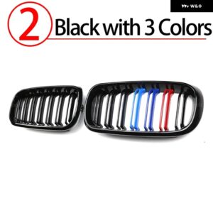 BMW 1ペア 黒フロント バンパー ダブル 2 スラットキドニーグリル X5 F15 X6 F16 X5M F85 X6M F86 カーアクセサリー - 2.Black　with　3　Color