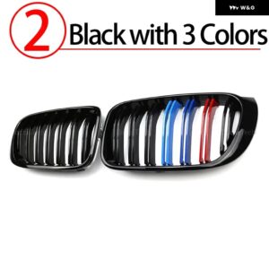BMW フロントグリル レーシングフロントスポーツグリル グロスブラックダブルスラットキドニーグリル X3 F25 X4 F26 2014-2018 カーアクセサリー - 2.Black with 3 color