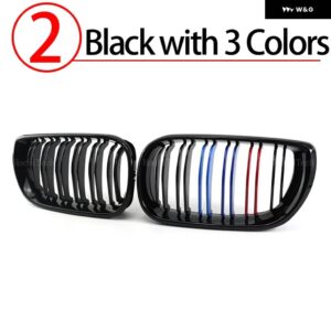 BMW フロントグリル キドニー ラジエーター ガードグリル 3シリーズ E46 クーペカブリオ LCI 2 ドア 03-06 パフォーマンスカーアクセサリー - 2.Black　with　3　Color