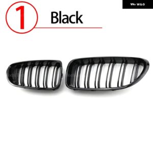 BMW ABS カー スタイリング フロントキドニーグリル デュアルスラットグリル 6シリーズ F06 F12 F13 2012-2017 - 1.Black