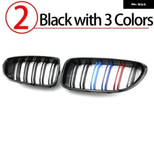 BMW ABS カー スタイリング フロントキドニーグリル デュアルスラットグリル 6シリーズ F06 F12 F13 2012-2017 - 2.Black with 3 color