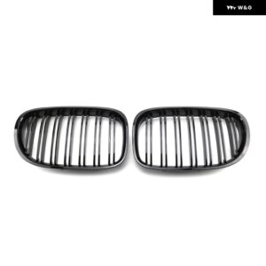 BMW フロント バンパー グリル キドニー レーシンググリル 7シリーズ F01 F02 F03 F04 2009-15 ダブルスラット交換グリル - all black