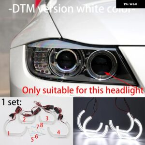 BMW LED クリスタルエンジェルアイカットスタイル DRL DTM U シェイプライト 6000K ホワイトイエロー 3シリーズ E90 E91 E92 E93 M3 2005-2012 - 3.DTM version white