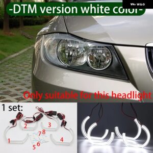 BMW LED クリスタルエンジェルアイカットスタイル DRL DTM U シェイプライト 6000K ホワイトイエロー 3シリーズ E90 E91 E92 E93 M3 2005-2012 - 4.DTM version white