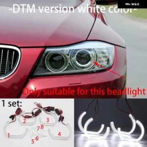 BMW LED クリスタルエンジェルアイカットスタイル DRL DTM U シェイプライト 6000K ホワイトイエロー 3シリーズ E90 E91 E92 E93 M3 2005-2012 - 1.DTM version white