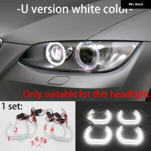 BMW LED クリスタルエンジェルアイカットスタイル DRL DTM U シェイプライト 6000K ホワイトイエロー 3シリーズ E90 E91 E92 E93 M3 2005-2012 - 2.U version white