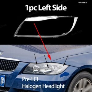 BMW ヘッドランプ カバー ヘッドライト レンズ ガラスカバー ブライトシェルレンズ カバー 3シリーズ E90 E91 プレ LCI プレフェイスリフト - 1pc Left Halogen