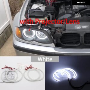 BMW ホワイト アンバー デュアルカラーコットン LED エンジェルアイズ キット リング DRL 3シリーズ E46 セダンツーリングワゴンクーペコンパクト 1998-05 - 3.　With　Lens　W