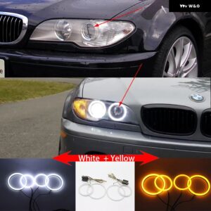 BMW ホワイト アンバー デュアルカラーコットン LED エンジェルアイズ キット リング DRL 3シリーズ E46 セダンツーリングワゴンクーペコンパクト 1998-05 - 5.Coupe　W　and　Y