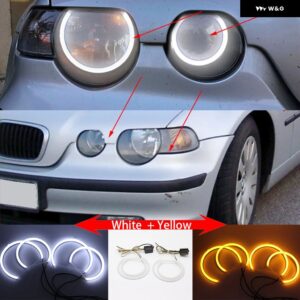 BMW ホワイト アンバー デュアルカラーコットン LED エンジェルアイズ キット リング DRL 3シリーズ E46 セダンツーリングワゴンクーペコンパクト 1998-05 - 6.　Compact　W　and　Y