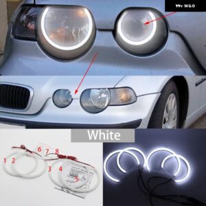BMW ホワイト アンバー デュアルカラーコットン LED エンジェルアイズ キット リング DRL 3シリーズ E46 セダンツーリングワゴンクーペコンパクト 1998-05 - 6.　Compact　White