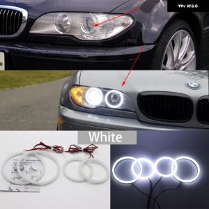 BMW ホワイト アンバー デュアルカラーコットン LED エンジェルアイズ キット リング DRL 3シリーズ E46 セダンツーリングワゴンクーペコンパクト 1998-05 - 5.Coupe　White