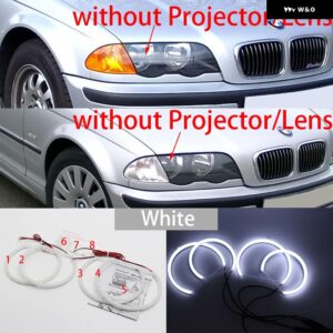 BMW ホワイト アンバー デュアルカラーコットン LED エンジェルアイズ キット リング DRL 3シリーズ E46 セダンツーリングワゴンクーペコンパクト 1998-05 - 1.　Without　Lens　W