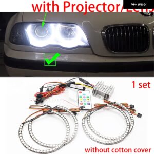 BMW 超高輝度カラフルな RGBW コットン LED エンジェルアイ E46 1998-2005 シーケンシャル流れる回転ダイナミックライト - Type　7